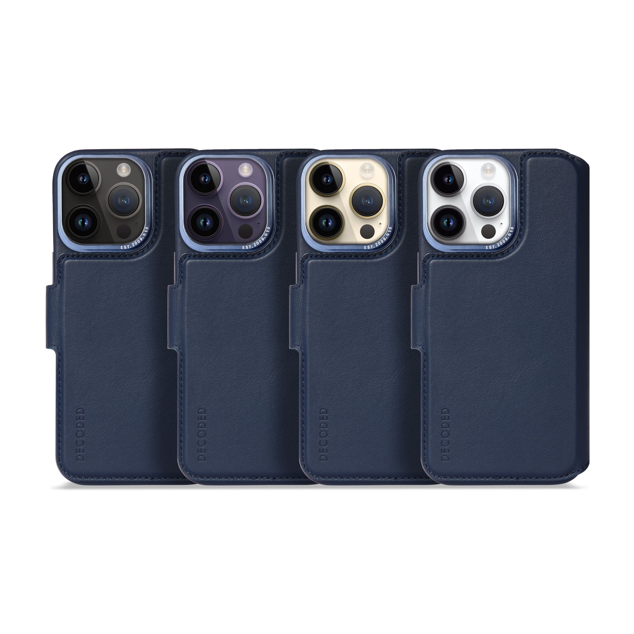 Leather Detachable Wallet Case iPhone 14 Pro - Navy Blue