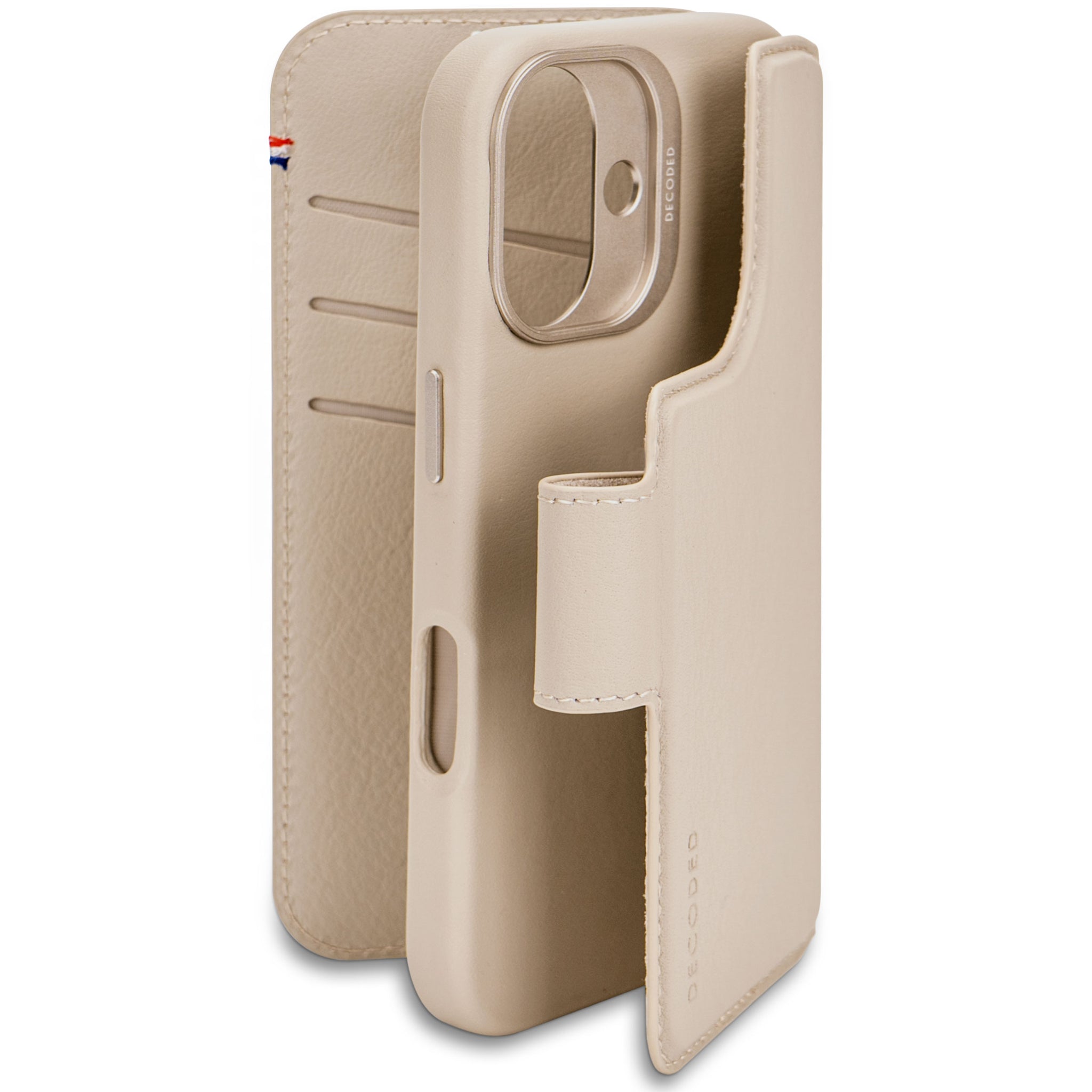 Leather Detachable Wallet Case iPhone 16 - Clay Beige - DECODED