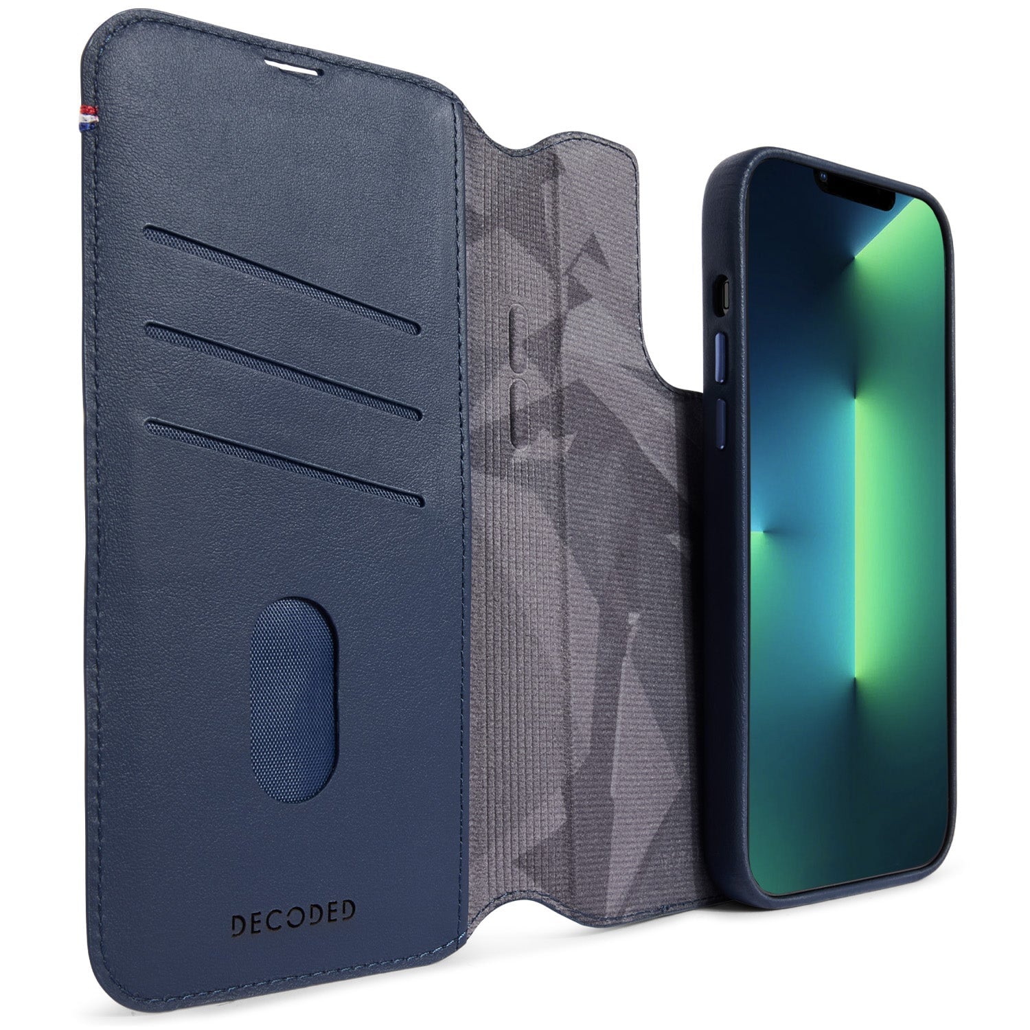 Leather Detachable Wallet Case iPhone 14 Pro - Navy Blue Leather Detachable Wallet Case iPhone 14 Pro - Navy Blue