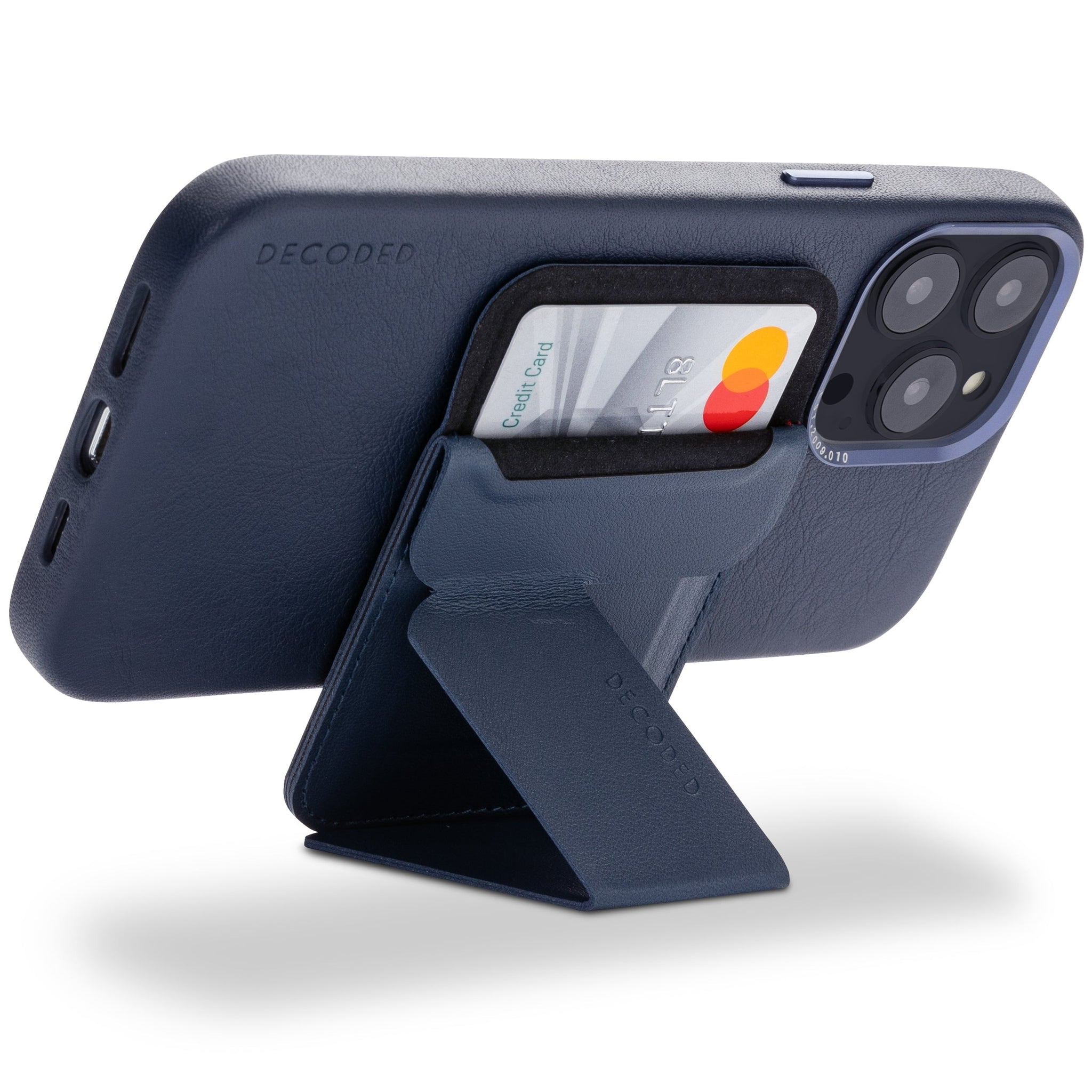 Leather MagSafe Wallet Stand | Navy | DA23MCS1NY Decoded Leather MagSafe Wallet Stand | Navy | DA23MCS1NY Decoded