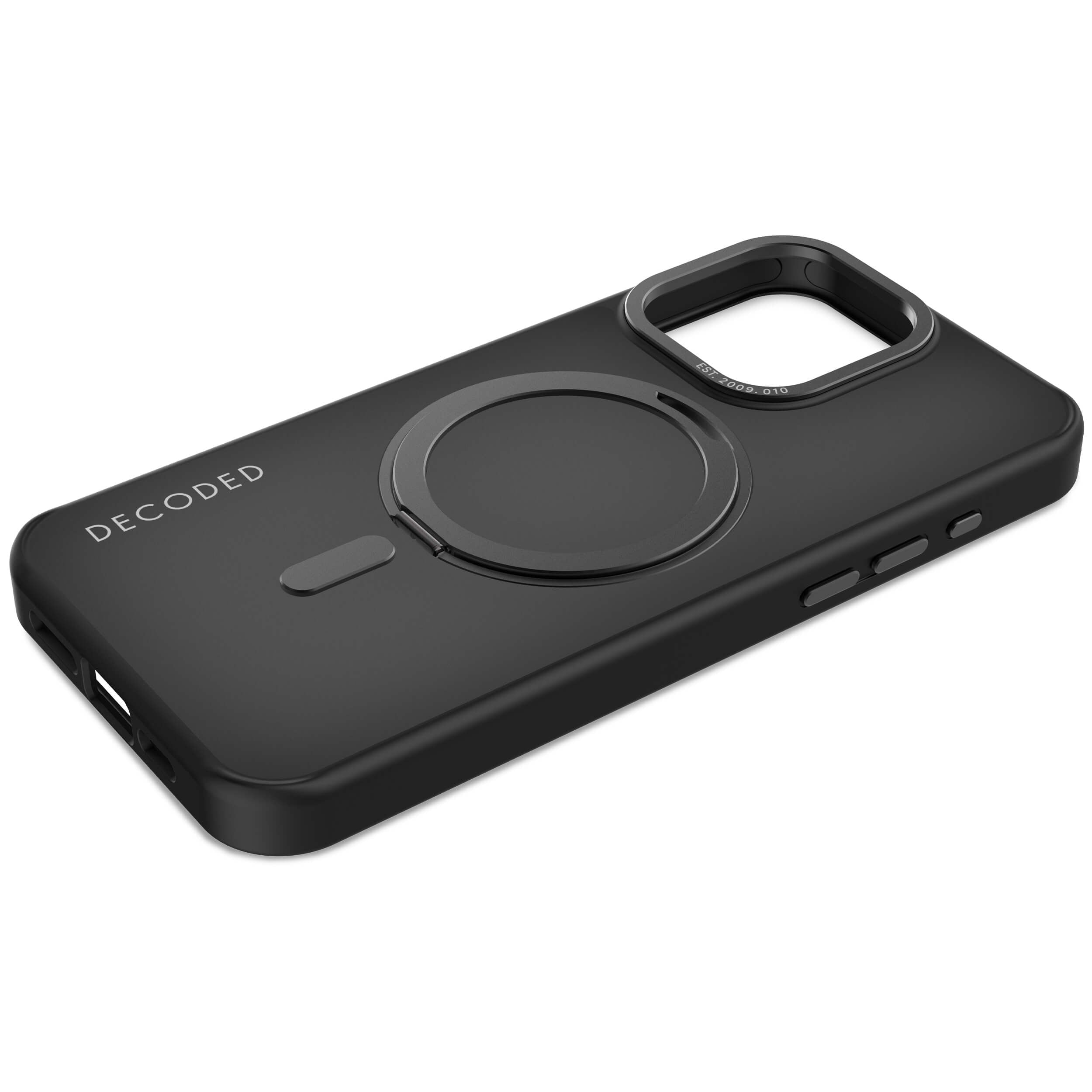 Recycled Plastic Transparent Loop Stand Back Case iPhone 15 Pro Max - Transparant Black Recycled Plastic Transparent Loop Stand Back Case iPhone 15 Pro Max - Transparant Black