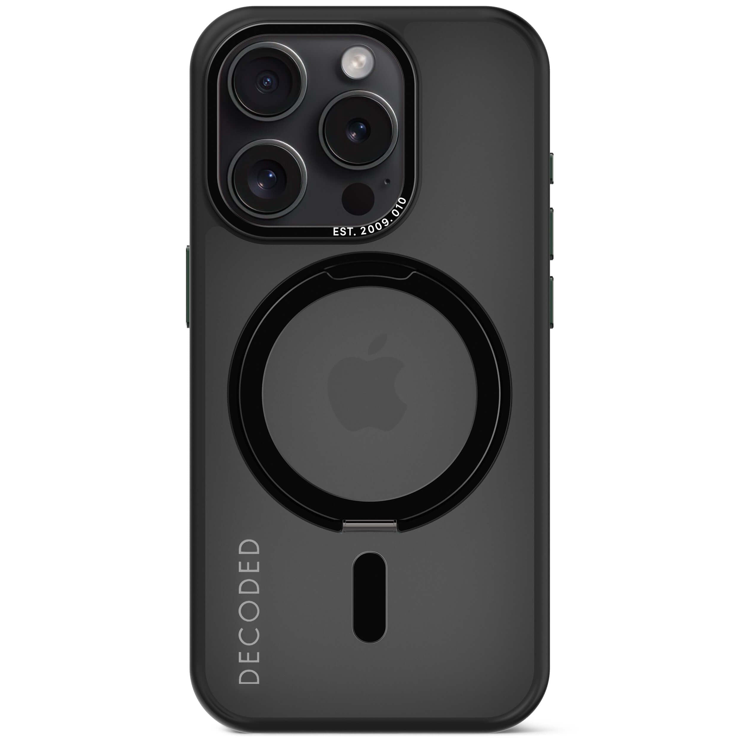 Recycled Plastic Transparent Loop Stand Back Case iPhone 15 Pro - Transparant Black - DECODED Decoded Recycled Plastic Transparent Loop Stand Back Case iPhone 15 Pro - Transparant Black - DECODED Decoded